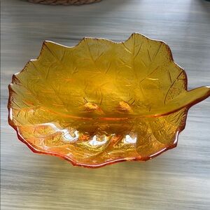 Vintage Maleras Glass Sweden Folia Line in Autumn Leaf color Handmade Glass